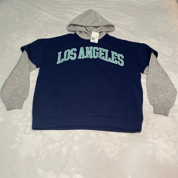 Forever 21 Unisex Navy & Gray “Los Angeles” Hoodie – Fits Men & Women – Size S – - Picture 1 of 10